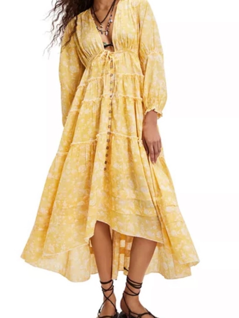 FREE PEOPLE Pappiet Midi Shirt Dress in Sunshine Combo, NWT, size S